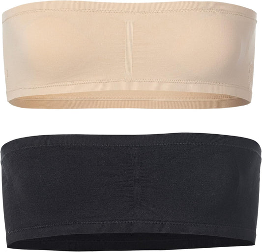 Bandeau Bra with Removable Padding - 2 Pack