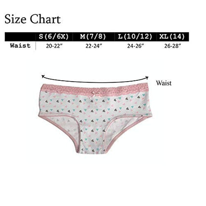 Popular Girls Underwear Hipster Panty - Soft Cotton Panties Underwear for Girls & Teen Size 7-14 - Multipack