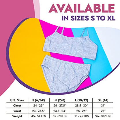 Popular Matching Girls Underwear Set - Crop Cami Training Bras for Girls with Hipster Girls Panties 10 pieces