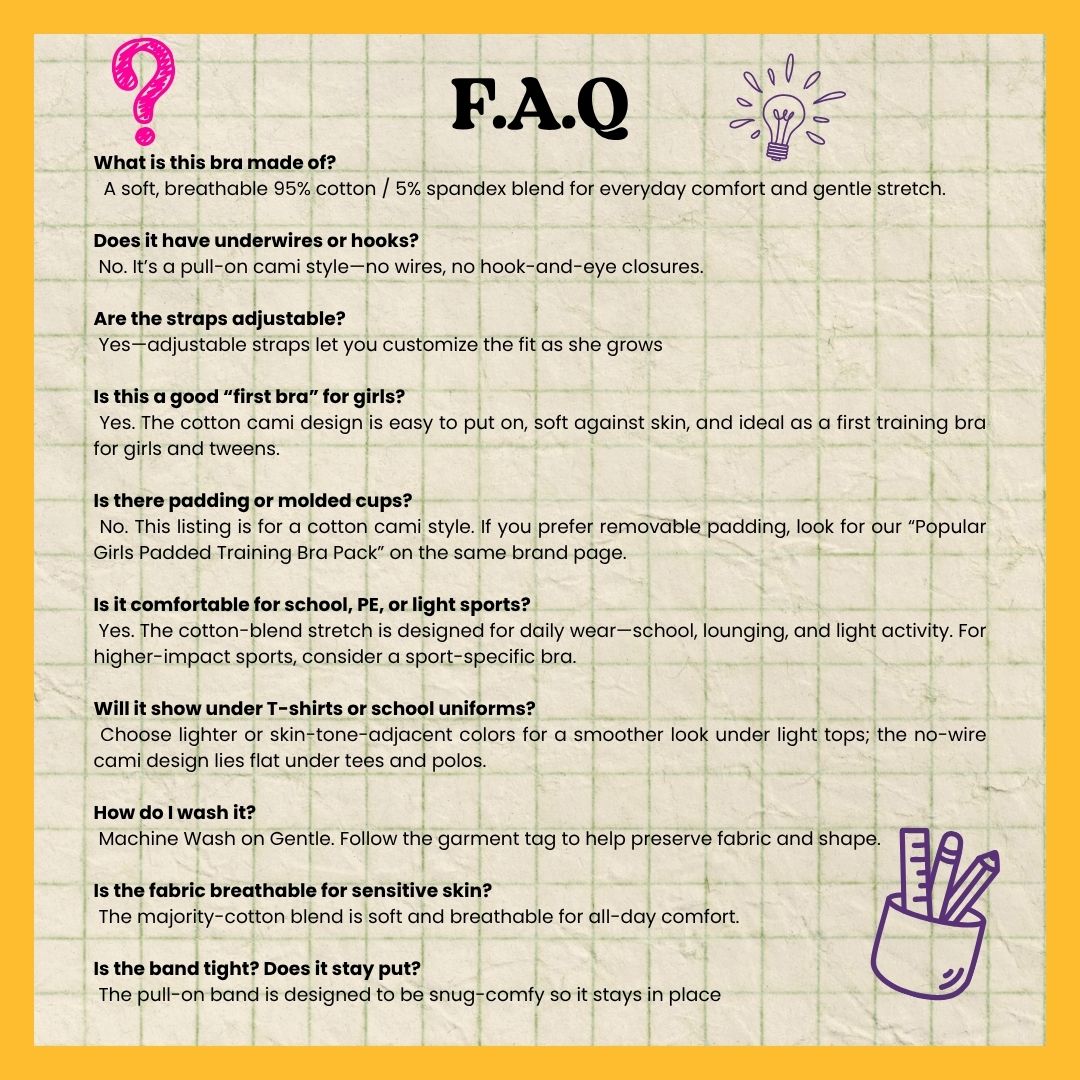 Girls Cotton Training Bras