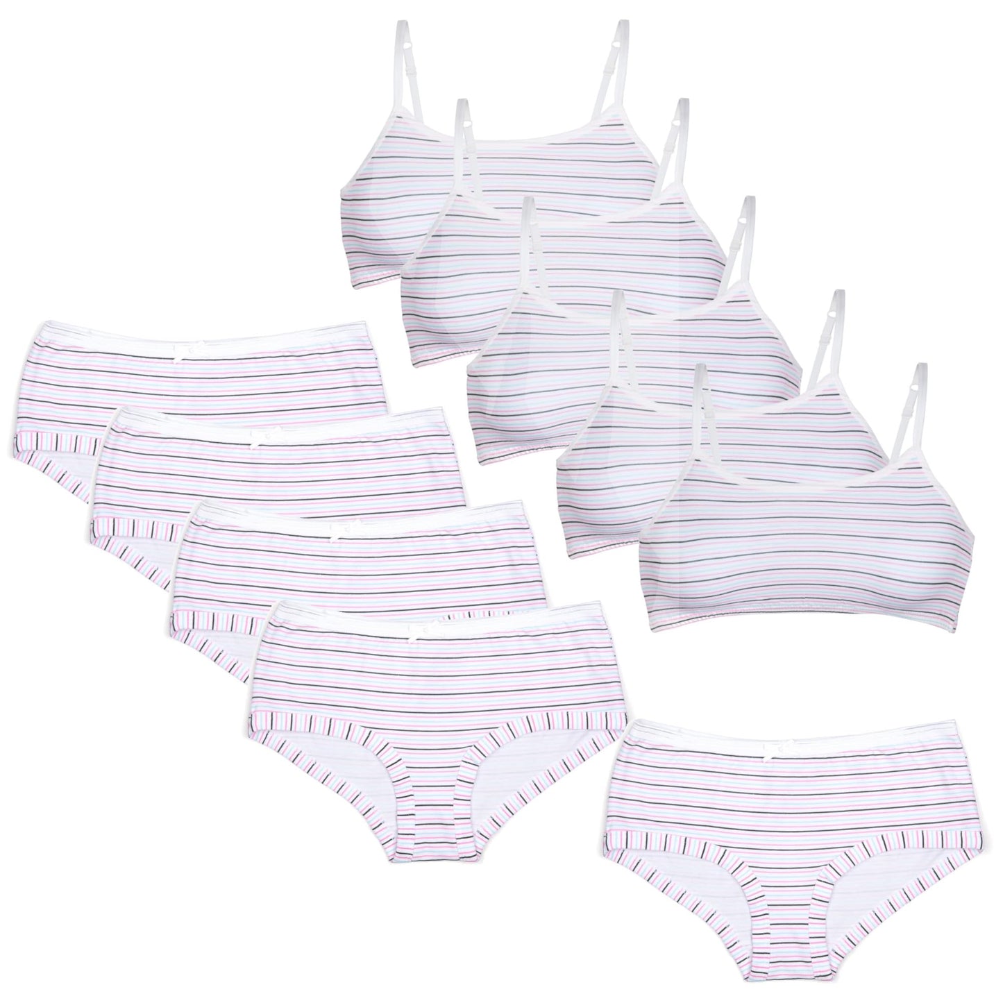 Popular Matching Girls Underwear Set - Crop Cami Training Bras for Girls with Hipster Girls Panties 10 pieces