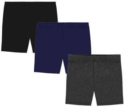 MY WAY Toddlers & Girls Bike Shorts Cotton & Spandex — Biker Shorts for Under Dresses, Cartwheel & Dance - 3 Pack Sizes 2T-16