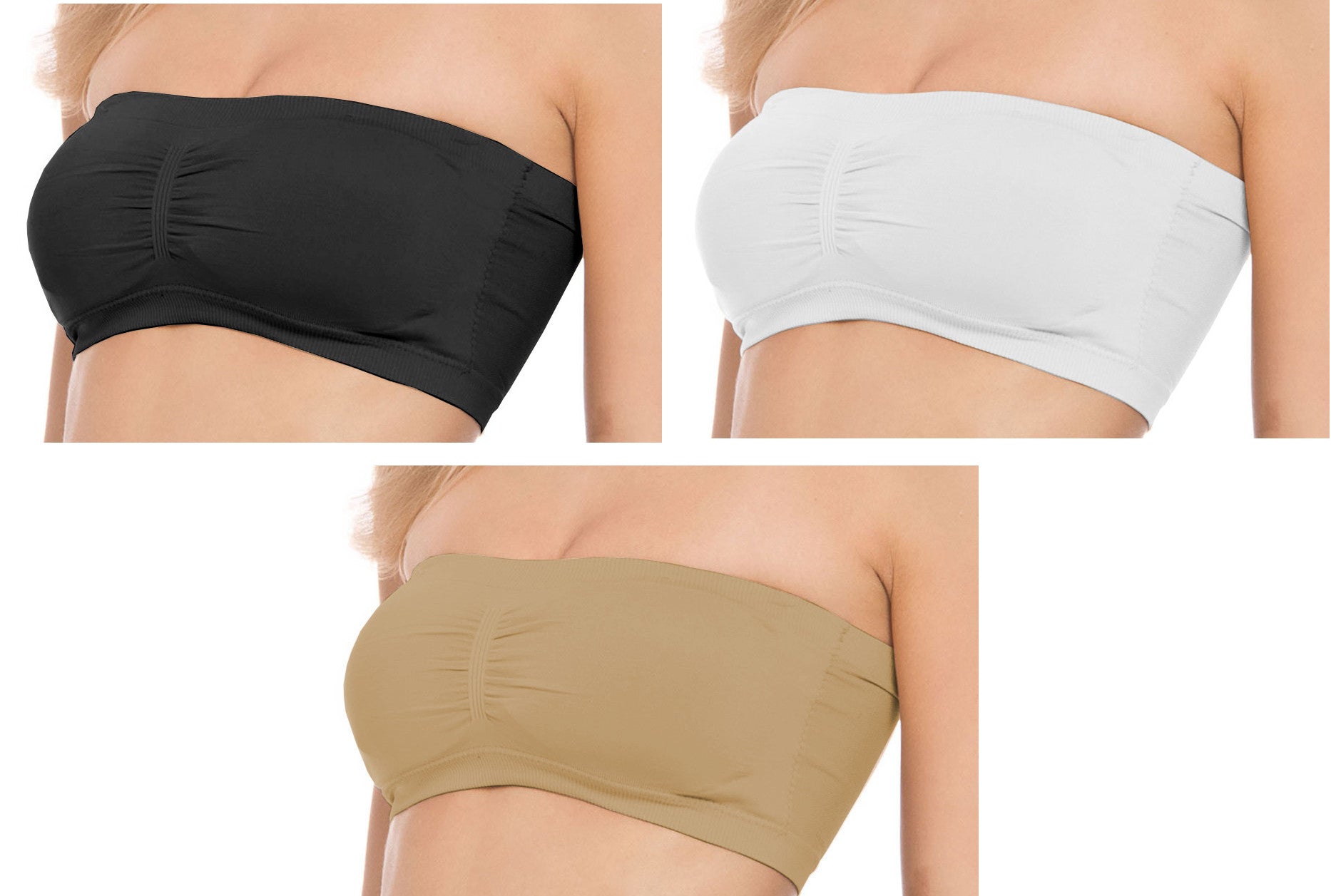 Women's Seamless Bandeau Tube Bra with Removable Padding - Small to Pl –  The Popular Store