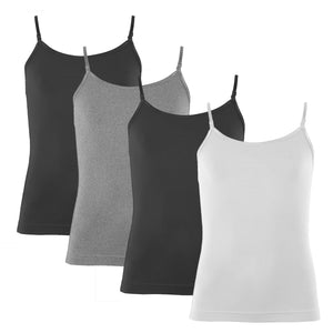 Popular Girl's Cotton Camisole with Adjustable Straps- 4 Pack