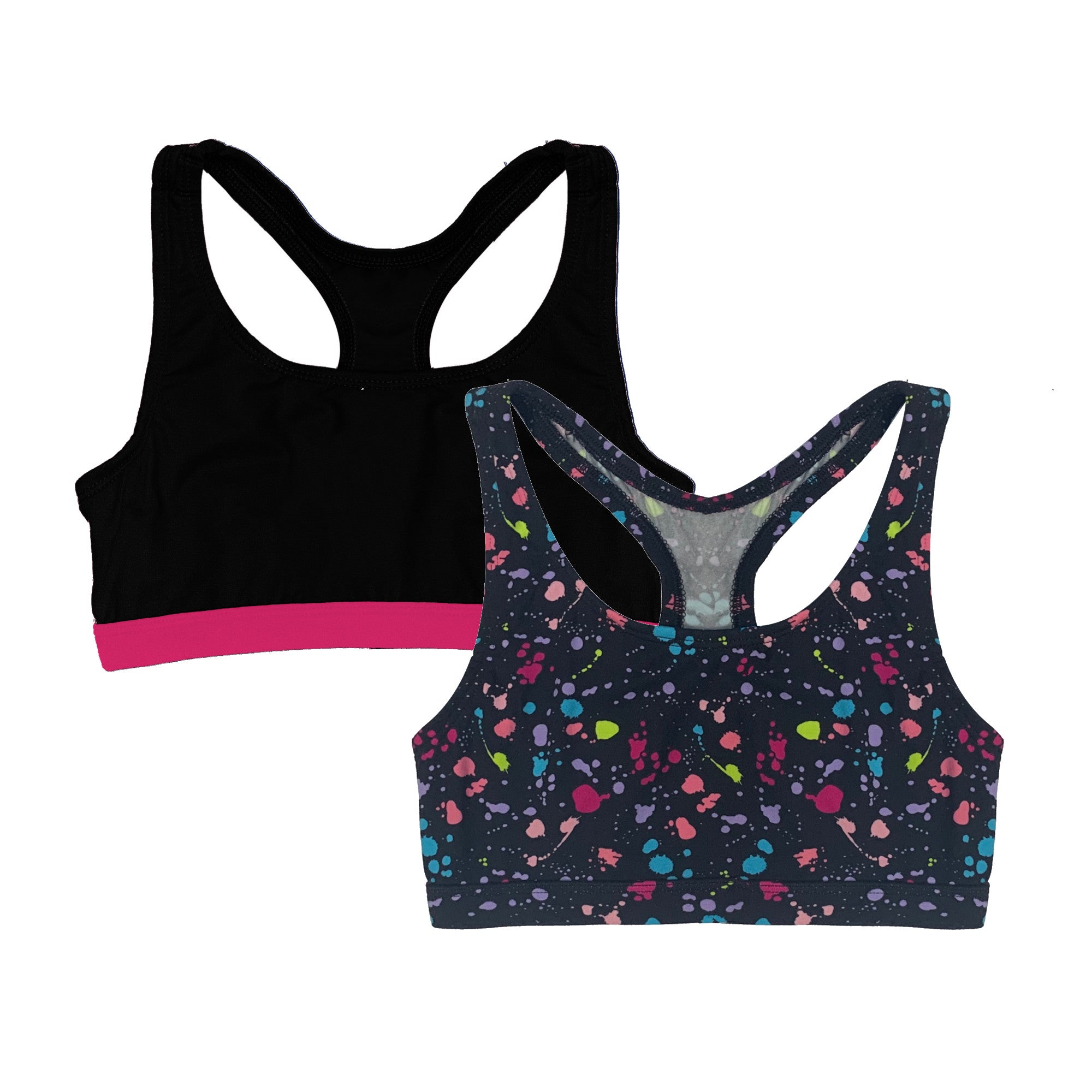 Popular Girl's Print and Solid Racerback Sports Bra - 2 Pack – The