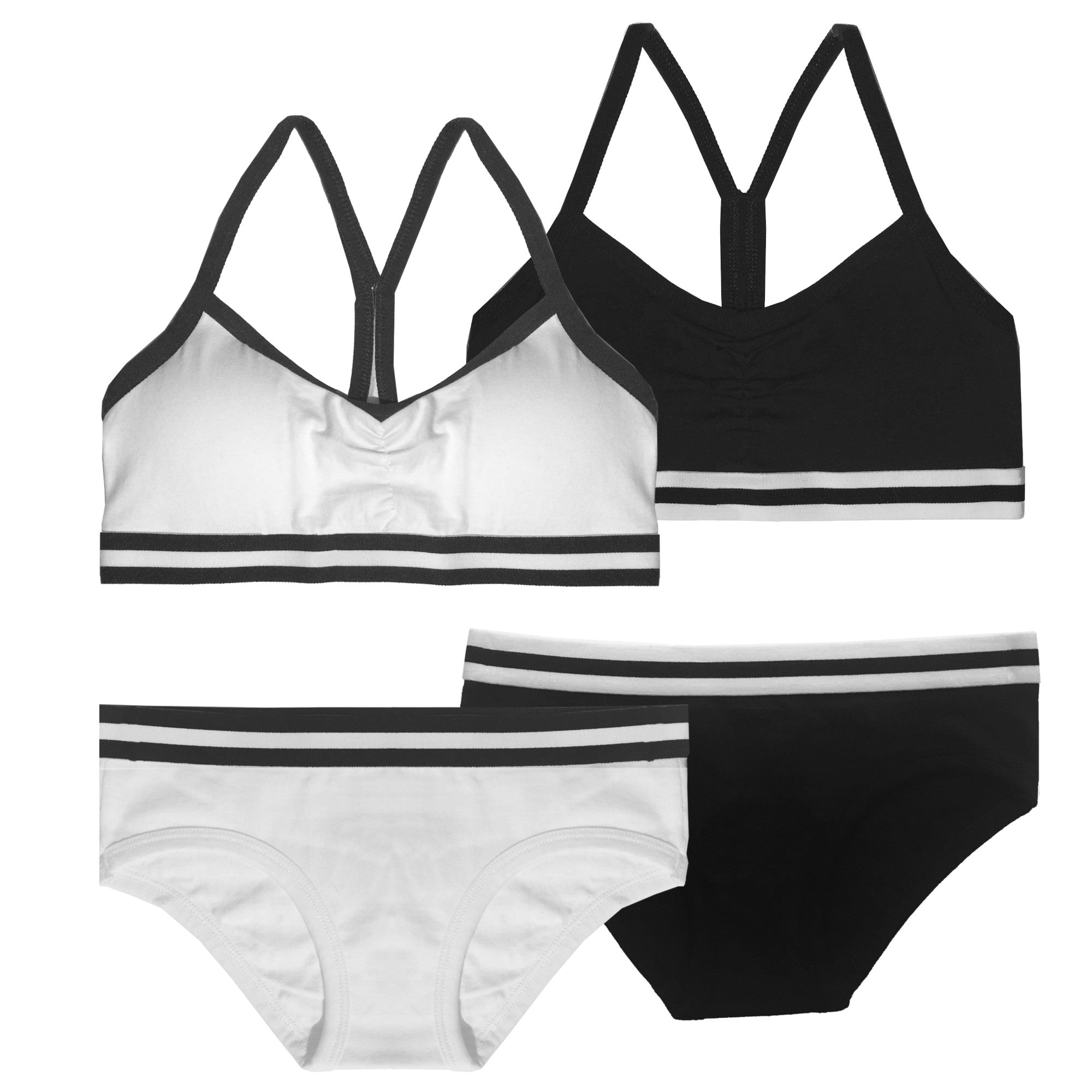 Popular Girls Matching Cotton Racerback Bra and Underwear Sets (2 sets)